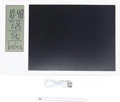 Tissting Electronic Calendar with LCD Memo Board - Digital Clock Date Writing Pad for Office, Home Decor, White, 8.5x11 inches (21.6x27.9 cm)