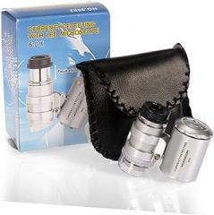 LED Pocket Microscope for Jewelry and Currency Detection Adjustable Magnifier with Bright Light for Viewing Low Light Compact Design for Go Use