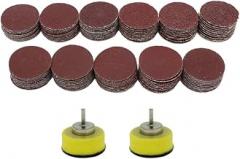 AUTOTOOLHOME 110pcs 1 inch Sanding Discs with 2ps 1/8 Shank Polishing Pads Hook and Loop Sandpaper Abrasive Tool Attachment 40-600Grit