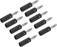 Fafeicy 10pcs Gold Plated Banana Plug Connector CNC Process, for Electronic Equipment Zinc Alloy Test Adapter with Lantern Banana Plug (Black)