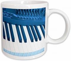 3dRose Image of Blue Photo of Electronic keyboard 11oz Mug