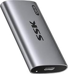 SSK 128GB SSD External Hard Drive, Portable SSD Up to 550MB/s Fast Solid State Drives, External Drive USB 3.2 Gen2 for iPhone 15/Pro, Windows, Mac, Android with LED Light, Trim, Smart Supported