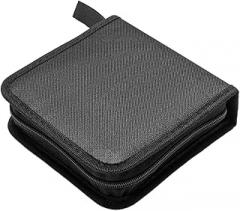 Car CD Case, 40 Capacity Zipper Portable Protective Vehicle DVD Case Holder Storage Binder Wallet, Automotive Disc Storage Organizer Bag, Universal for SUV Sedan Truck (Black)