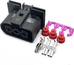 1/3 Pin 1J0906233 6.3mm Automobile Waterproof Connector Female Cooling Electronic Fan Plug KLOOKY(Army Green,1 Set)