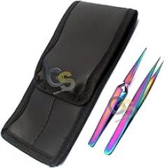 Set of 2 Stainless Steel Multi Titanium Rainbow Color Jeweler Style Tweezers #3 + N1 by G.S Online Store