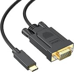 USB C to VGA Cable 6FT, USBC to VGA Cable Adapter Compatible with MacBook Pro/Air, iPad Pro, Dell XPS, Surface Book, Pixelbook, Laptop, Monitor