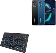 BoxWave Keyboard Compatible with Coolpad Cool 20 - SlimKeys Bluetooth Keyboard - with Backlight, Portable Slim LED 7 Colors - Jet Black