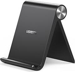 UGREEN Cell Phone Stand for Desk Portable Foldable Phone Holder Angle Adjustable Compatible with iPhone 17 Air 16 15 Pro Max 14 Plus, iPhone 13 12 11 SE XS XR Smartphone, Mini Size, Black