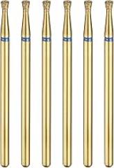 HARFINGTON 6pcs 120-140 Grits Diamond Grinding Bit 2.1mm Inverted Cone Head 2.35mm Shank 2mm Length Titanium Plated Stone Sanding Drill Bits Rotary Tool for Nails Grinding Polishing