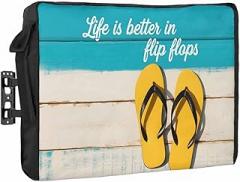 Outdoor TV Cover 30 to 32 Inches, Beach Summer Teal Wooden Grain Waterproof and Weatherproof TV Cover with Remote Control Pocket, Flat Screen TV Cover Protector for Outside TV