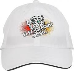 Makoroni Peace Love Electronic Music Hat Adjustable Cap, DesF33 White