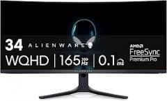 Alienware AW3423DWF Curved QD-OLED Gaming Monitor - 34-inch Quantum Dot OLED 0.1Ms 165Hz 21:9 Curved Display, 99.3% DCI-P3 Color Gamut, VESA DisplayHDR True Black 400, AMD FreeSync Premium Pro - Black
