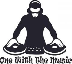 One with The Music Wall Decals - DJ/Producer for House Music, Electronic Music, Deep Festival, Festivals Clubs Vinyl Art Decal Stickers for House, Bedroom, Kitchen Wall Decoration Size (4x4 inch)