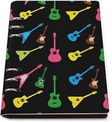 LITPUZC Men Women 6 Ring Professional Notebook Pu Leather Refillable Notebooks Electronic Bass Guitar Pattern Journal Notebook for Writing Business, 90 Sheets