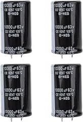 Electrolytic Capacitor, Audio Electrolytic Capacitor Electronic Component for DC Coupling Bypassing Fitering Tuning Loops Energe Conversion Control Circuits 10000uF 63V 30x50mm 4pcs