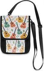 Jihqo Small Crossbody Bag for Women Musical Guitar Pattern Cell Phone Bag RFID Wallet Purse with Adjustable Strap & Card Slots