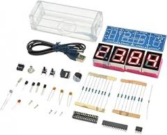 Red Russian Electronic Clock Led Microcontroller Kit Digital Clock Time Light Control Temperature Thermometer Red/Blue/Green/White