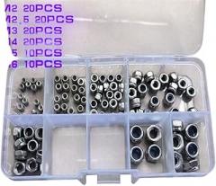 100 Pcs DIN985 Nylon Lock Nut 304 Stainless Steel Black Blue Zinc M2 M2.5 M3 M4 M5 M6 Hex Self Locking Nut Assortment Kit Replacement for OEM New 2026 High for Reliable Electronic Component