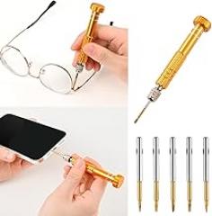 5-in-1 Small Multipurpose Screwdriver Set, Micro Screwdrive for eyeglass & Electronics & Watch & Jewelry (Gold)