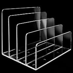 4 Section Acrylic File Organizer, Clear Desk Organizer and Accessories, Sturdy File Folder Holder Sorter, Office Supplies for Mail Letter Paper Electronic Notebook