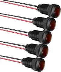 5pcs LED Plastic Indicator Pilot Light AC/DC 12-24V Mounting Hole Size 12mm(Red)