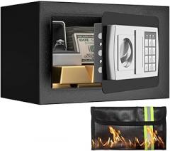 Solid Alloy Steel Office Hotel Home Safe, Security Digital Safes Box with Electronic Keypad, Spare Key, Smart Alert, Mute Mode, Anti-Theft Safe for Document Money Valuable (20)