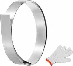MECCANIXITY 304 Stainless Steel Foil Roll, 0.3mm x 20mm x 1.5m Metal Strip Plate Sheet Stainless Steel Flashing Roll with Gloves for Crafts DIY Roofs Panels Electronic Window, Silver
