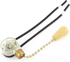 AC 6A Control electrical 125V 2 Wired Connector Ceiling Fan Pull Chain Switch Gold Tone