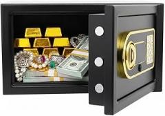 Small Safe Box for Home, 12.2”D x 7.87”W x 7.87”H Mini Safes with Electronic Keypad Lock & Spare Keys, Cash Box for Money Valuables Cash, Jewelry, Passport, Black