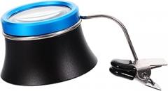 TEHAUX Clip Magnifying Glass for Watch Repair Portable Jeweler Loupe with Spring Loaded Hands Design Aluminum Alloy High Definition Lens for Jewelry Electronics Crafts