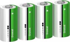 4 Pack 5000mAh Rechargeable C Batteries, 1300 Cycles NiMH C Cell Batteries, Solar Pre-Charged, Low Self-Discharge, Safe for Boombox, Toys, Flashlights