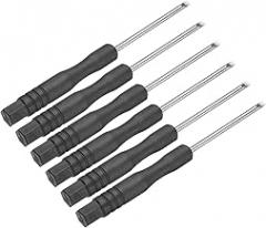 uxcell 6pcs Mini Slotted Screwdriver 2.0mm 82mm Length Micro Precision Flat Head Screw Driver with Non-Slip Black Handle for Watch Eyeglasses Electronics Small Appliances Repair