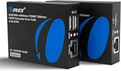 OREI KVM 4K HDMI Extender Balun Over Single CAT6/7 Ethernet Cable 4K,30Hz Upto 130 Feet - 2 USB 1.1 Ports, Supports Keyboard and Mouse
