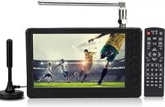 ASHATA 5Inch Portable Digital Television, ATSC HD Screen LED TV for Car Camping Outdoor Kitchen, Pocket Digital Car TV with 1500mAh Rechargeable Battery,Support USB, TF Card,