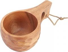 Yinhing 220Ml Premium Wooden Camping Cup With Heat Insulation Finely Polished Coffee Mug Featuring Comfortable Handle for Outdoor Hiking Ideal Single Hole Design for Easy Drinking (Single Hole