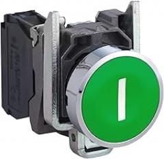 XB4BA3311=ZB4BZ101+ZB4BA331,Ø22 Green Button,Flat Head Spring Return,White Logo,1NO,Nickel-Plated Metal, mounting Diameter 22.5mm,Round,Standard,Original Packaging,Never Used,in Stock,Ship Now.