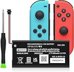 HAC-006 Battery, Upgraded 680mAh Replacement for Nintendo Switch Controller Nintendo HAC-015 HAC-016 HAC-A-JCL-C0 HAC-A-JCR-C0 Nintendo Switch Controller Battery (1 Pack)