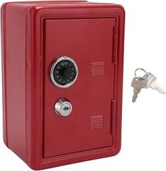 FLEXMAN Mini Secure Box, 12x10x18cm Red Mini Safe Box with Key, SPCC Cold Rolled Iron Plate Electronic Deluxe Digital Security Secure Box for Jewelry Valuables