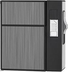 Cigarette Box with Fireworks Integrated Double Arc 20 Cigarette Box Lighter Digital Display USB Rechargeable Cigarette Box,A