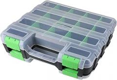 Double Side Tool Organizer, Sturdy Build With Secure Latches, 32cm, Small Tool Box Organizer, Electronics Storage Case, Double-Sided High Capacity Layout, For Screws, Electronics Parts, Beads, Jewelry