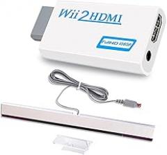 Xahpower 2 in 1 Accessories Bundle Kits for Wii, Wired Infrared Ray Sensor Bar and Wii to hdmi Converter Compatible with Nintendo Wii