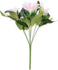 Milisten Simulated Lily Flower Bouquet, 7-Head Light Pink Artificial Flowers, Plastic Lifelike Prop for Wedding Table Decoration and Home Floral Arrangement