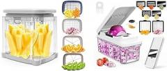 French Fry Cutter 4-in-1 Food Dicer Chop Box +Vegetable Chopper: 10 in 1 Food Chopper