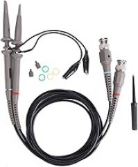 P6100 High Precision Oscilloscope Probe Kit 1X 10X 100MHz Adjustable Damping Test Probes with Color Marking Rings for Electronics Engineers Students Hobbyists Plastic 2 Probes Set
