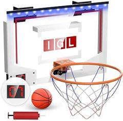 IGL Mini Basketball Hoop Indoor, Over The Door Basketball Hoop Outdoor Wall Mounted with Electronic Scoreboard, Music, LED Lighting and Ball/Pump for Basketball Portable Hoops & Goals