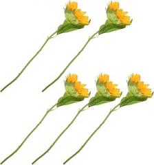 Milisten Faux Sunflower Stems 5pcs Realistic Plastic Sunflower Bouquet for Wedding Home Office Desk Decoration Floral Arrangement Photo Props