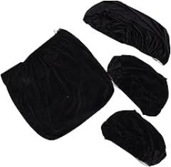 Milisten Stretch Recliner Seat Cover Set 4pcs Black Plush Velvet Fabric Couch Slipcover Thickened Ultra-Soft Recliner Chair Protector for Home Use