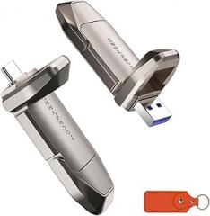 Move speed1TB T7 Touch USB 3.2 Gen 2 Type C Flash Drive - 570MB/s Read & Write Speed, High Speed, Dual Interface, Compatible with Android/Windows/Mac OS/iOS/Linux, Leather Case