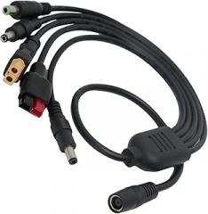 Solar Charging Cable DC7909 Female to 60+DC5521+DC5525+DC6530+30 A Adapter Cable for Various Electronic Devices Black PVC