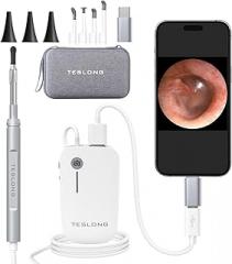 Teslong Digital Otoscope with Light, 1080p HD Ear Camera with Ear Wax Removal Tools, Video Ear Scope Otoscope with Light, Compatible with iPhone15, iPad, Android Phone, USB, Ear Picks, Waterproof